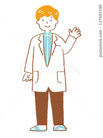 The whole body of a doctor in a white coat 137693396