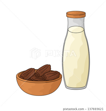 Illustration of Dates and Milk Illustration of Dates and Milk 137693621