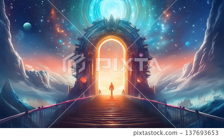 通往未來的道路。天堂的景象。 137693653