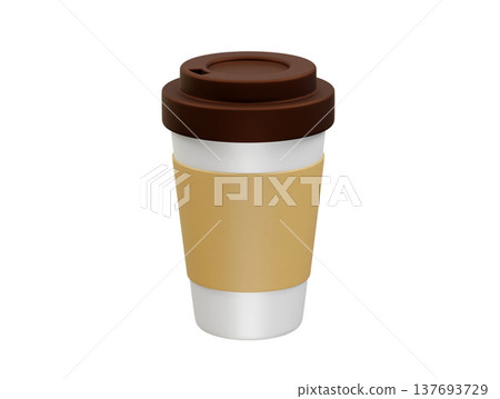 Paper cup with coffee 3d rendering illustration Paper cup with coffee 3d rendering illustration 137693729
