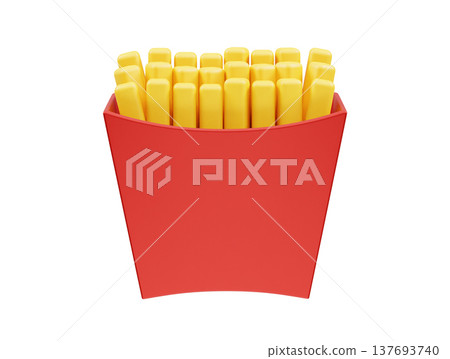 French potato pack fry box icon. French fry icon 3d rendering French potato pack fry box icon. French fry icon 3d rendering 137693740