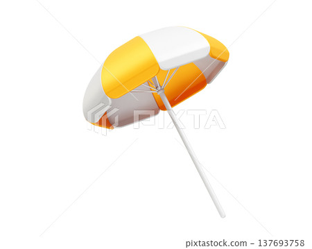 Beach umbrella icon 3d render Parasol illustration rendering 137693758