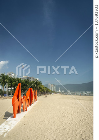 view of my khe beach tourist area in danang vietnam on sunny day view of my khe beach tourist area in danang vietnam on sunny day 137693933
