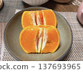 Mandarin oranges on a plate for dinner 137693965