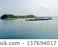 Ise-Shima: A view of the calm sea and islands from a cruise ship in Ago Bay, Shima City, Mie Prefecture. 137694017