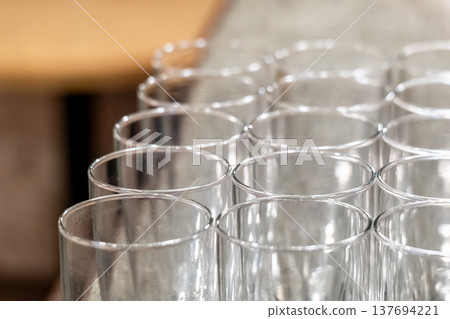 Glasses lined up neatly, Glasses lined up neatly, 137694221