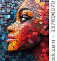 Colorful Mosaic Portrait of a Woman Face 137696970