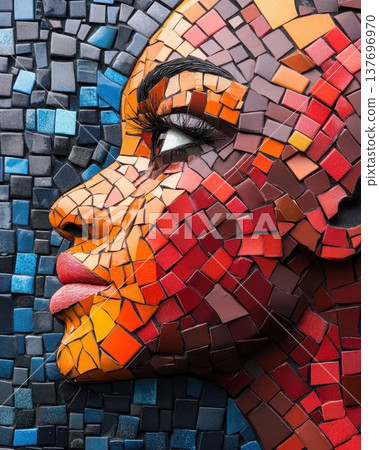 Colorful Mosaic Portrait of a Woman Face Colorful Mosaic Portrait of a Woman Face 137696970