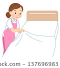 Female caregiver changing sheets, nurse, caregiver 137696983
