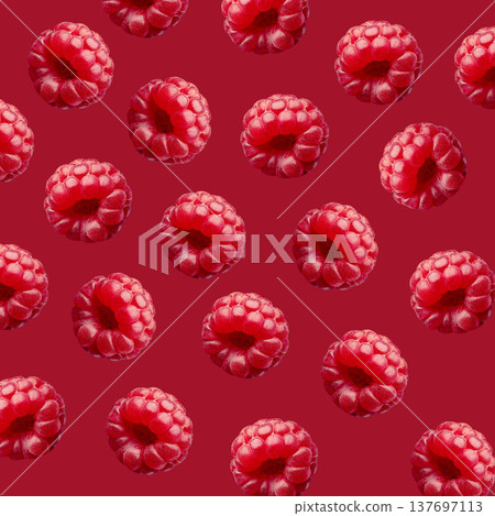 Raspberry pattern on red background 137697113