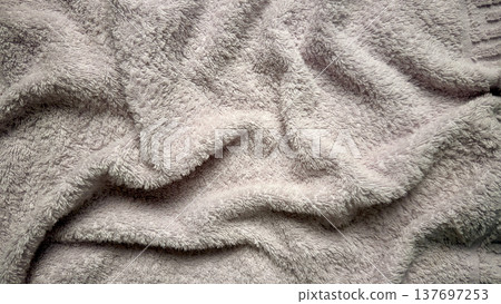 soft light gray fluffy terry cloth texture with elegant folds for background design soft light gray fluffy terry cloth texture with elegant folds for background design 137697253