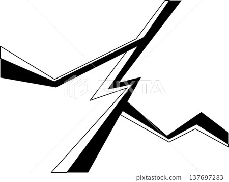 Abstract background illustration with images of cracks, destruction, and lightning. 137697283