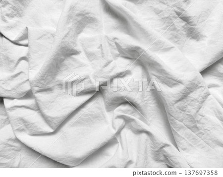 soft white wrinkled cotton fabric texture with natural folds for minimalist web design, clean branding background, print media layout, textile mockup, and modern abstract visual composition soft white wrinkled cotton fabric texture with natural folds for minimalist web design, clean branding background, print media layout, textile mockup, and modern abstract visual composition 137697358