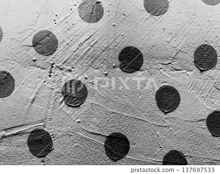abstract monochrome polka dot wall texture with rough plaster surface, repeating circular pattern for web design background, print media layout, branding visual, minimal graphic use 137697533