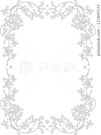 Silver-like finish. A frame (A4 size) with a plant motif. Silver-like finish. A frame (A4 size) with a plant motif. 137697572