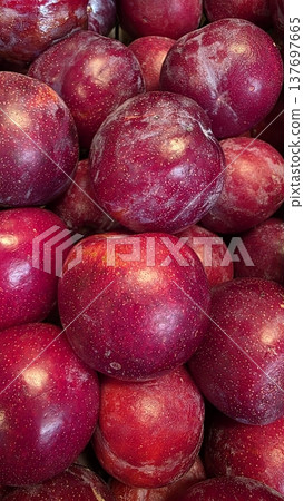 Fresh Red Plums Close-Up Fresh Red Plums Close-Up 137697665