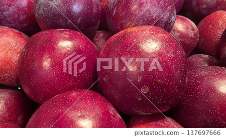 Fresh Red Plums Close-Up 137697666