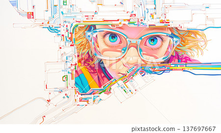 一個女人從機器探出頭來 137697667