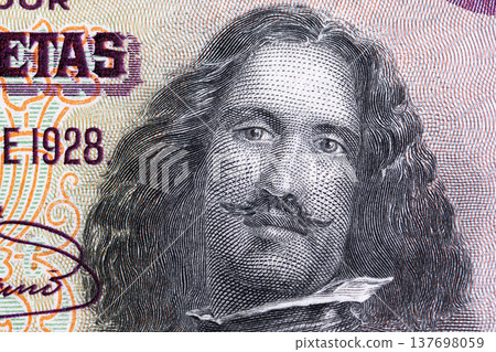 Diego Velazquez a closeup portrait from old Spanish money 137698059