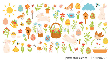 set of elements on the theme of Easter set of elements on the theme of Easter 137698228
