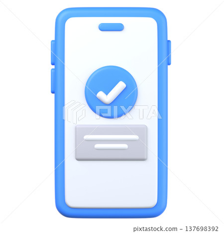 3D checkmark and smartphone icon 3D checkmark and smartphone icon 137698392
