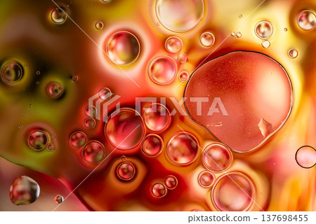 Intense red liquid spheres macro abstract cell structure background Intense red liquid spheres macro abstract cell structure background 137698455