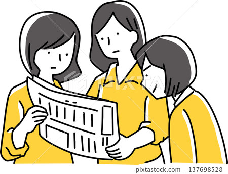 三個女人在看報紙 137698528