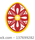 Decorated Easter Egg icon with colorful folk geometric ornaments 137699282
