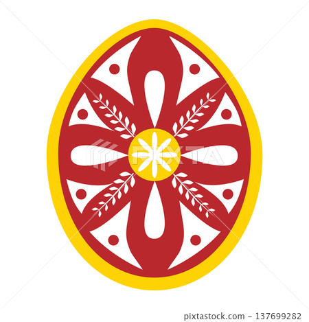 Decorated Easter Egg icon with colorful folk geometric ornaments 137699282