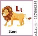 Lion letter L english alphabet card children 137699286