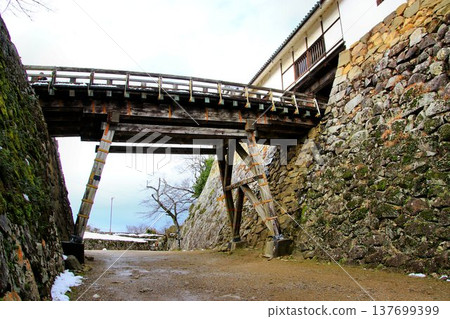 Selected as one of the Eight Views of Hikone and the Eight Views of Lake Biwa... The Tenbin-yagura Tower and Corridor Bridge at the National Treasure Hikone Castle. 137699399