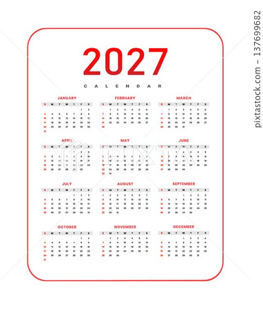 Modern 2027 Annual Calendar Template 137699682