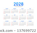 Annual 2028 Calendar Template Design 137699722