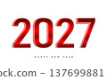 Happy New Year 2027 Red Text Design 137699881