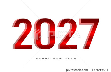 Happy New Year 2027 Red Text Design 137699881