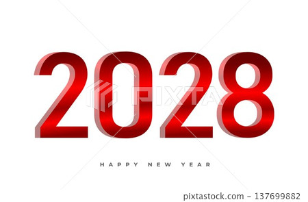 Happy New Year 2028 Red Text Design 137699882