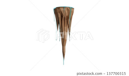 Polygonal 3d icicle with melting effect on white background 137700315