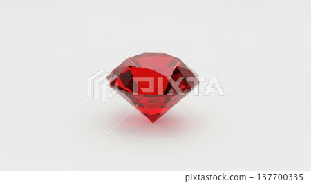 Sparkling red gemstone on white background: elegant faceted ruby Sparkling red gemstone on white background: elegant faceted ruby 137700335