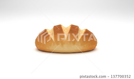 Geometric low poly bread on white background with sharp angles and warm colors Geometric low poly bread on white background with sharp angles and warm colors 137700352