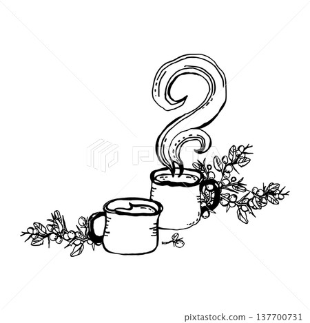Blackthorn berries brewed in mugs Blackthorn berries brewed in mugs 137700731