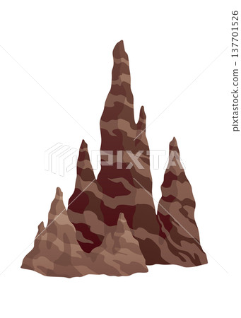 Cave stone mineral stalagmites column natural growth geology formations vector illustration isolated on white background 137701526
