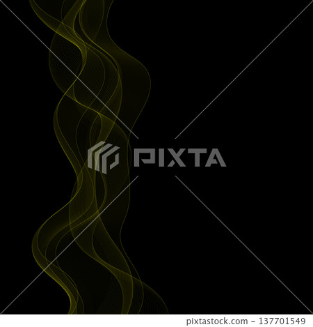 Abstract golden vertical wave of thin lines on black background for modern luxury background design. Eps 10 137701549