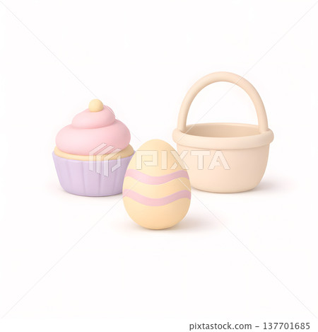 Easter Spring Sweets 3D Icon Set (Eggs, Cupcakes, Basket) Easter Spring Sweets 3D Icon Set (Eggs, Cupcakes, Basket) 137701685