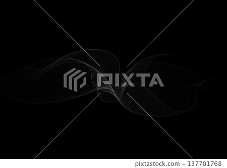 Minimalist abstract wave of translucent gray vector lines on a deep black background. Eps 10 137701768