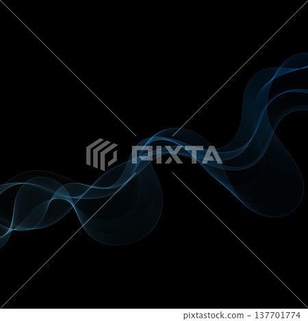 Dark blue curved line in high-tech style on black background to create a stylish digital cover. Eps 10 137701774
