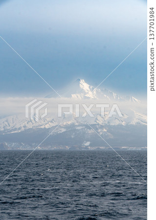 The ocean view from the Heartland Ferry and the vast expanse of Hokkaido's seas. 137701984