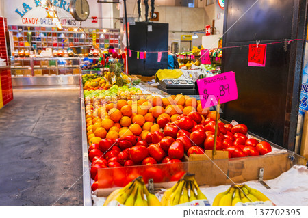 Greengrocer at Grand Central Market in Los Angeles Greengrocer at Grand Central Market in Los Angeles 137702395