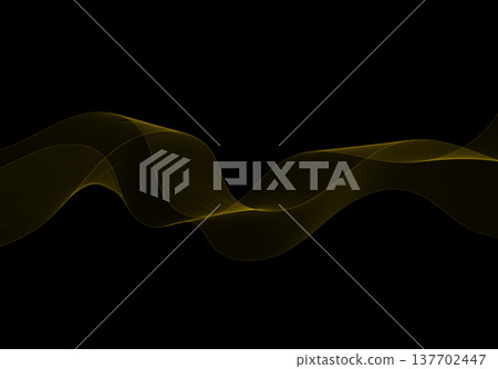 Golden smoke wave with sophisticated lace of lines on a black background. Eps 10 137702447