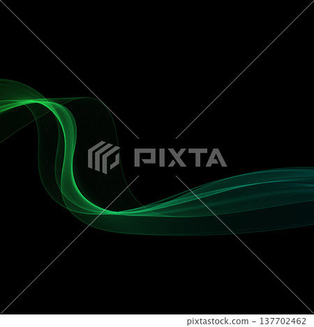 Abstract black background with dynamic green wavy lines creating a modern technological and futuristic effect. Eps 10 Abstract black background with dynamic green wavy lines creating a modern technological and futuristic effect. Eps 10 137702462