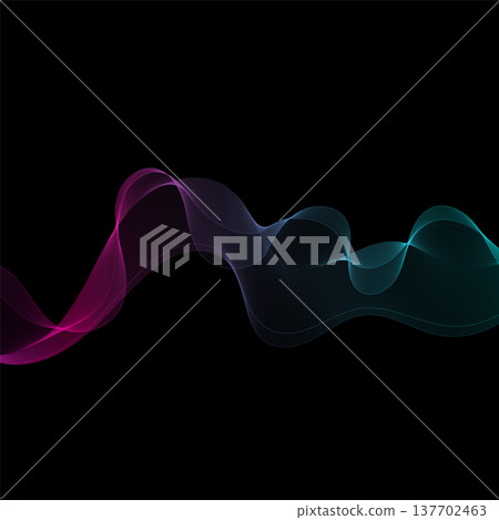 Abstract gradient wave of thin lines transitioning from bright pink to turquoise on a black background. Eps 10 Abstract gradient wave of thin lines transitioning from bright pink to turquoise on a black background. Eps 10 137702463